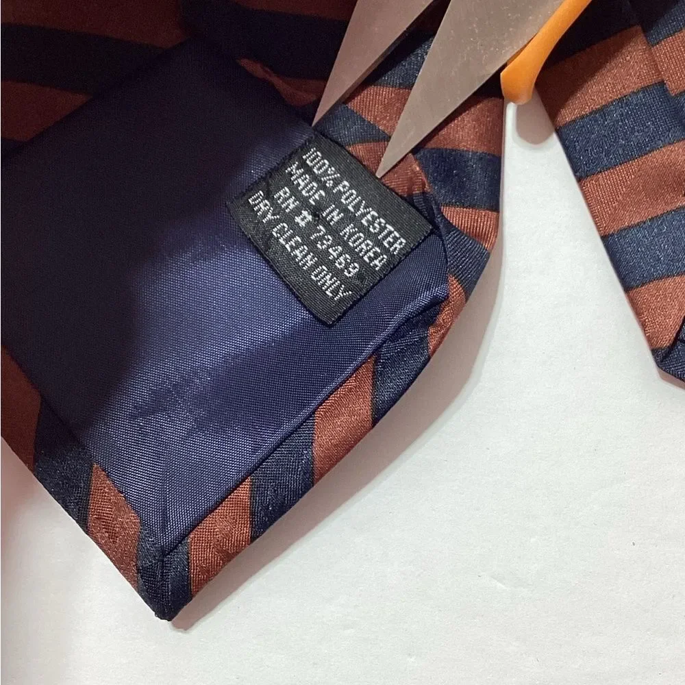 Winnie the Pooh Bear Striped Tie Honey Bees Navy Brown Stripe Print Classic
